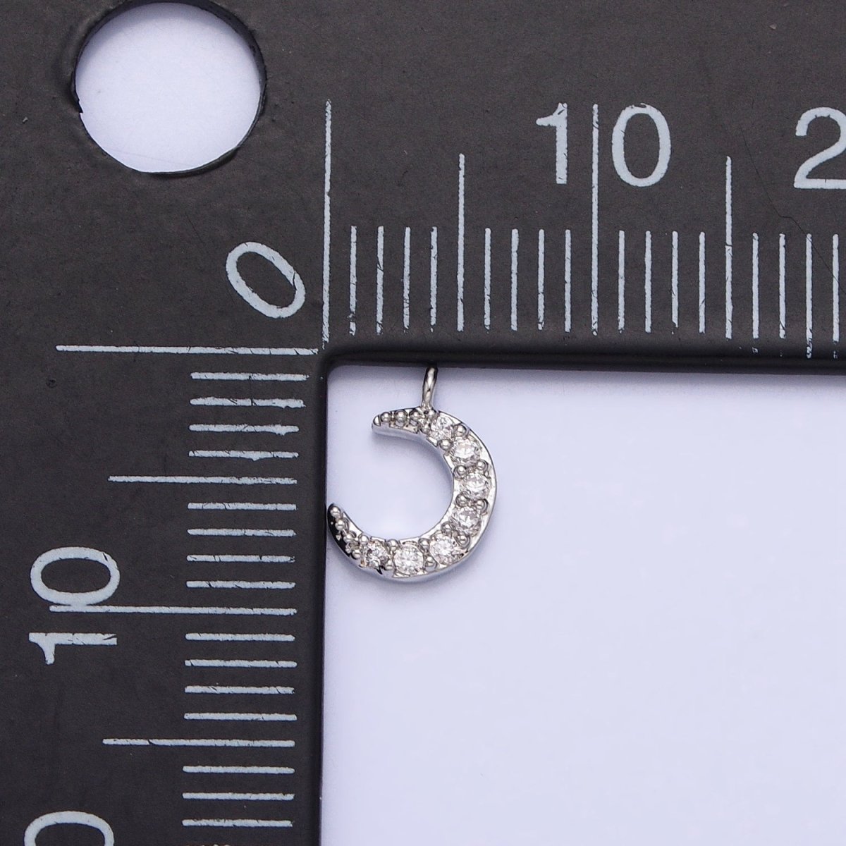 16K Gold Filled Micro Paved CZ Crescent Moon Mini Add-On Charm in Gold &amp; Silver | AC1044 AC1045
