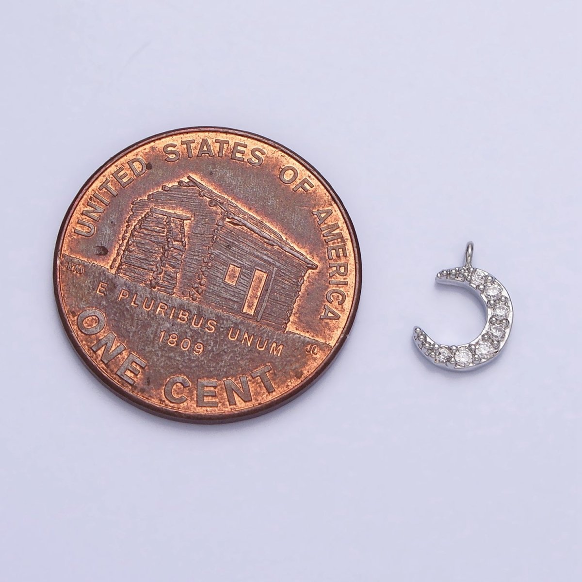 16K Gold Filled Micro Paved CZ Crescent Moon Mini Add-On Charm in Gold &amp; Silver | AC1044 AC1045