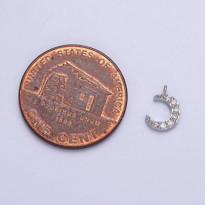 16K Gold Filled Micro Paved CZ Crescent Moon Mini Add-On Charm in Gold &amp; Silver | AC1044 AC1045
