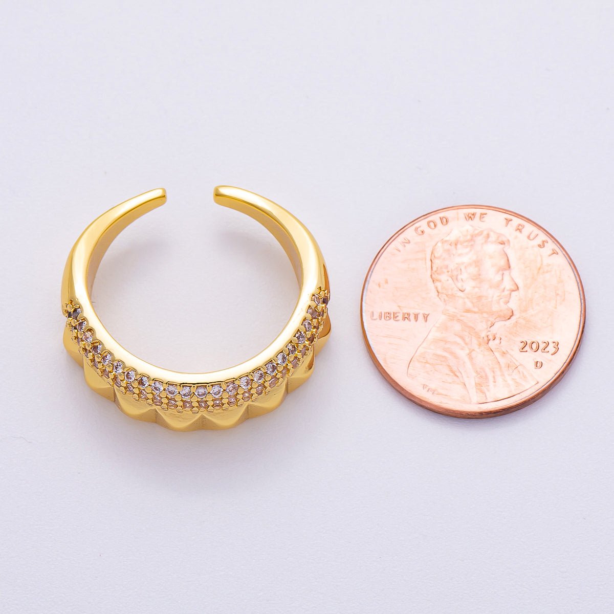 16K Gold Filled Micro Paved CZ Geometric Ring | Rings-00066