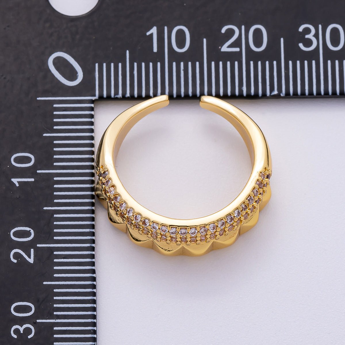 16K Gold Filled Micro Paved CZ Geometric Ring | Rings-00066