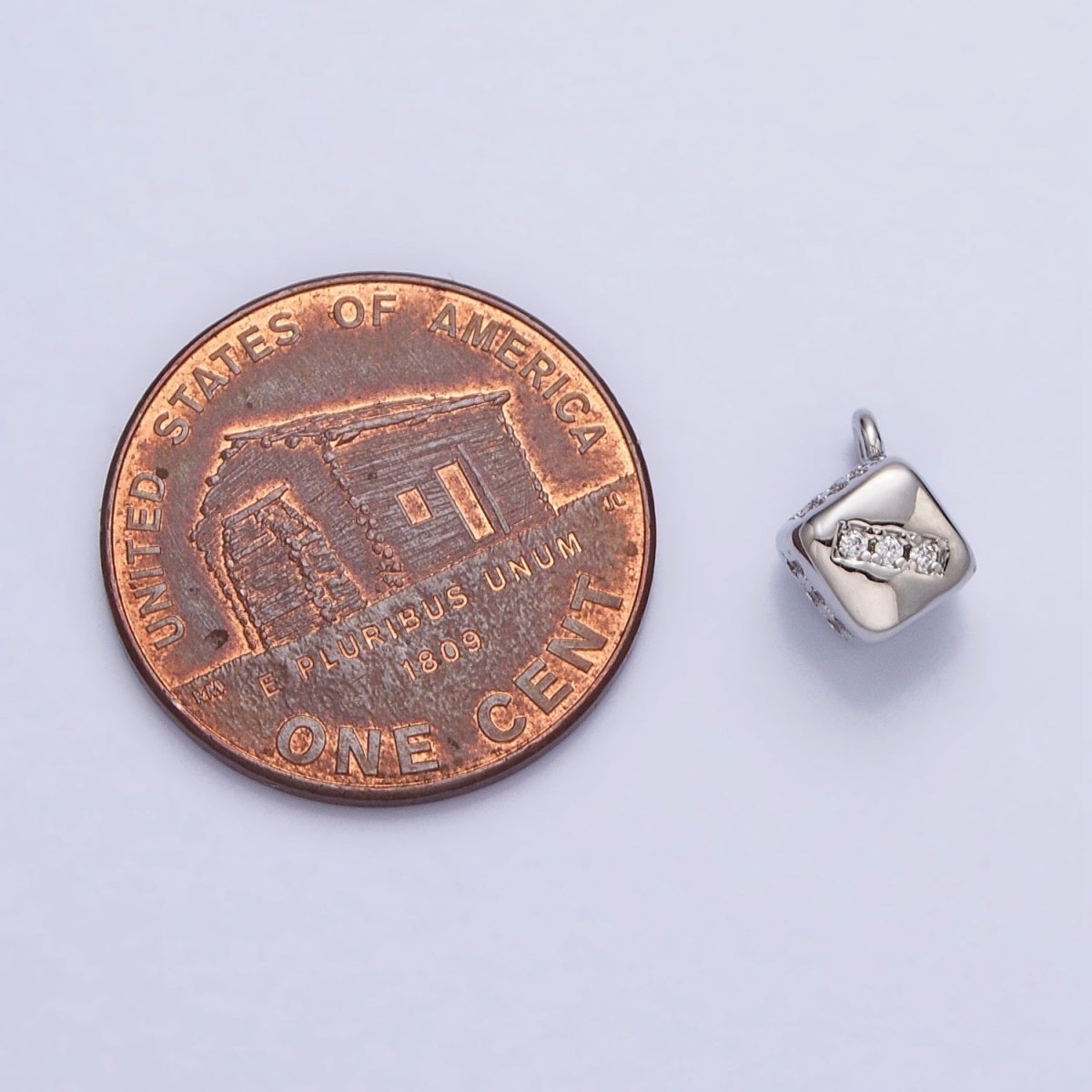 16K Gold Filled Micro Paved CZ Lucky Dice Mini Add-On Charm in Gold &amp; Silver | AC1036 AC1037