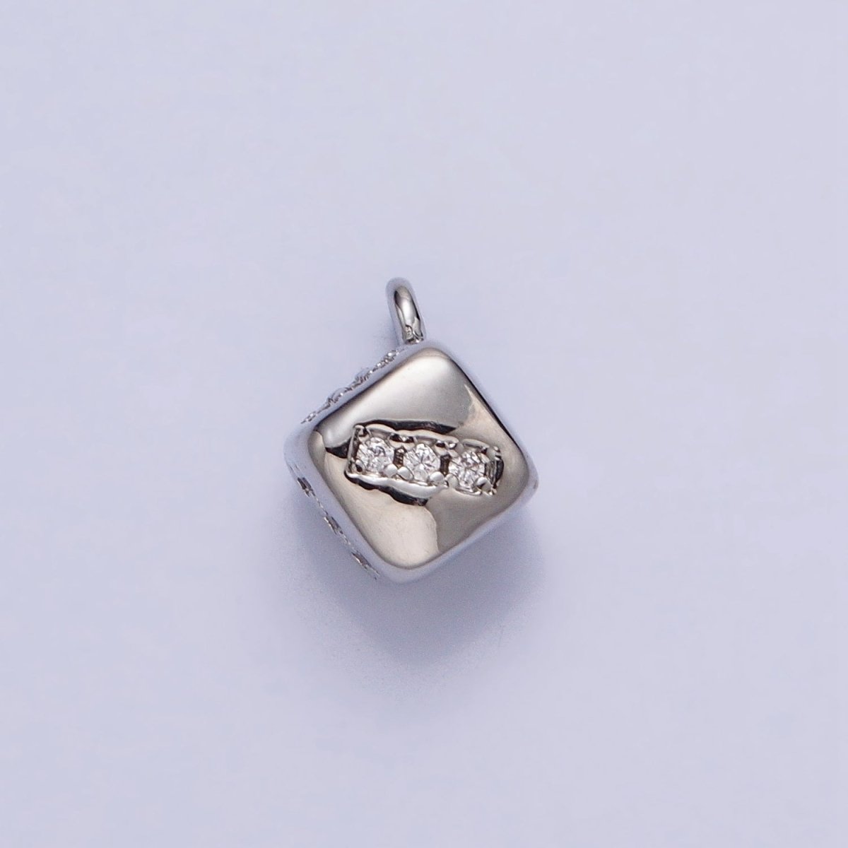 16K Gold Filled Micro Paved CZ Lucky Dice Mini Add-On Charm in Gold &amp; Silver | AC1036 AC1037