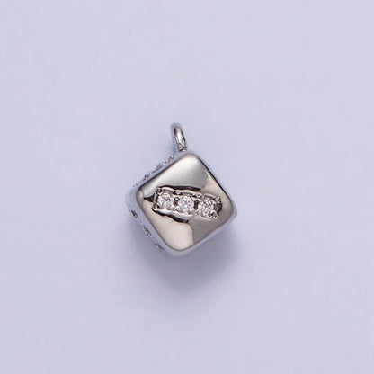 16K Gold Filled Micro Paved CZ Lucky Dice Mini Add-On Charm in Gold &amp; Silver | AC1036 AC1037