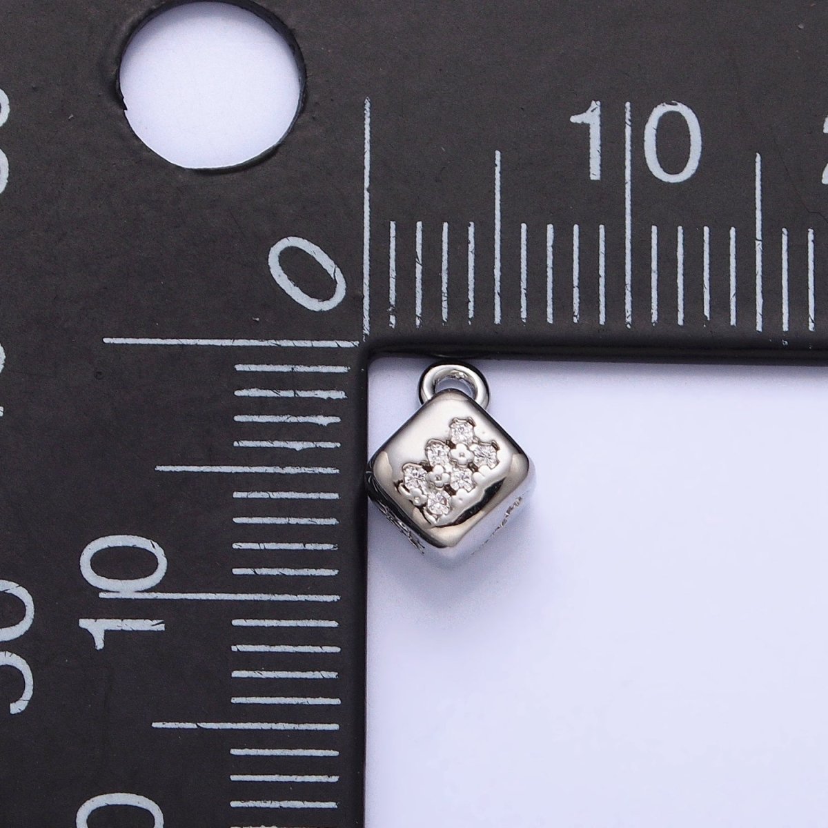 16K Gold Filled Micro Paved CZ Lucky Dice Mini Add-On Charm in Gold &amp; Silver | AC1036 AC1037
