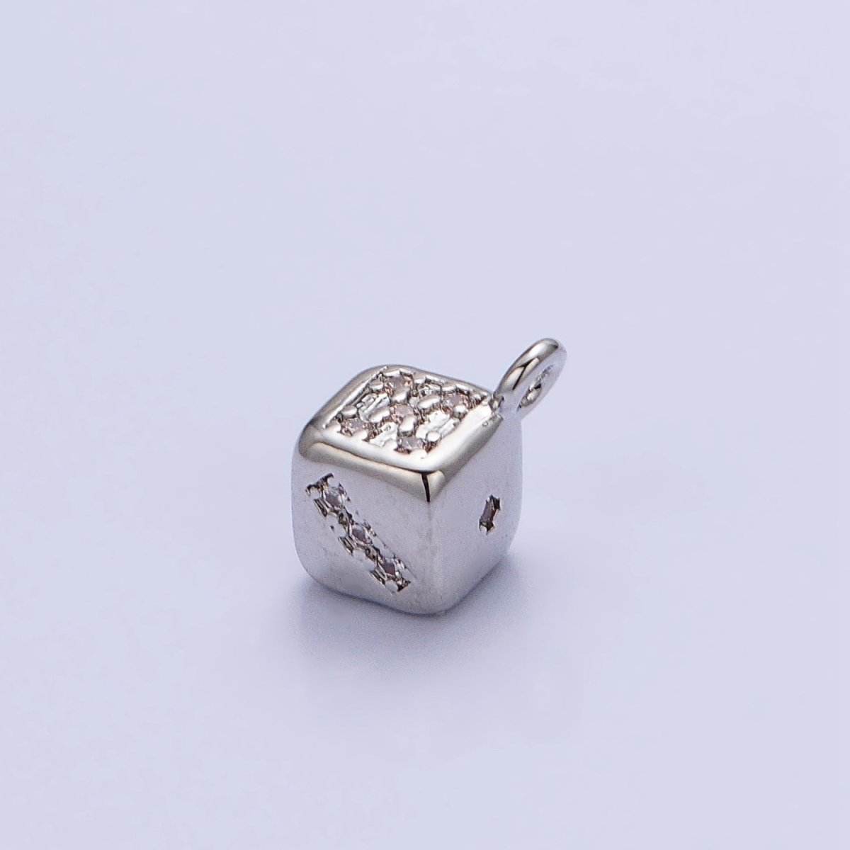 16K Gold Filled Micro Paved CZ Lucky Dice Mini Add-On Charm in Gold &amp; Silver | AC1036 AC1037