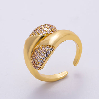 16K Gold Filled Micro Paved CZ Molten Adjustable Ring | RINGS-00069