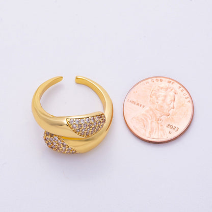16K Gold Filled Micro Paved CZ Molten Adjustable Ring | RINGS-00069