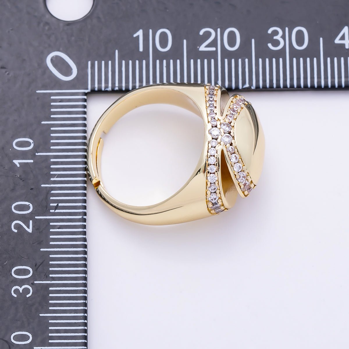 16K Gold Filled Micro Paved CZ Open Signet Ring | Rings-00289