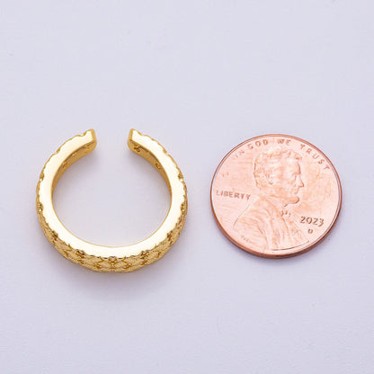 16K Gold Filled Micro Paved CZ Ribbed Line-Textured Woven Ring | Rings-00072