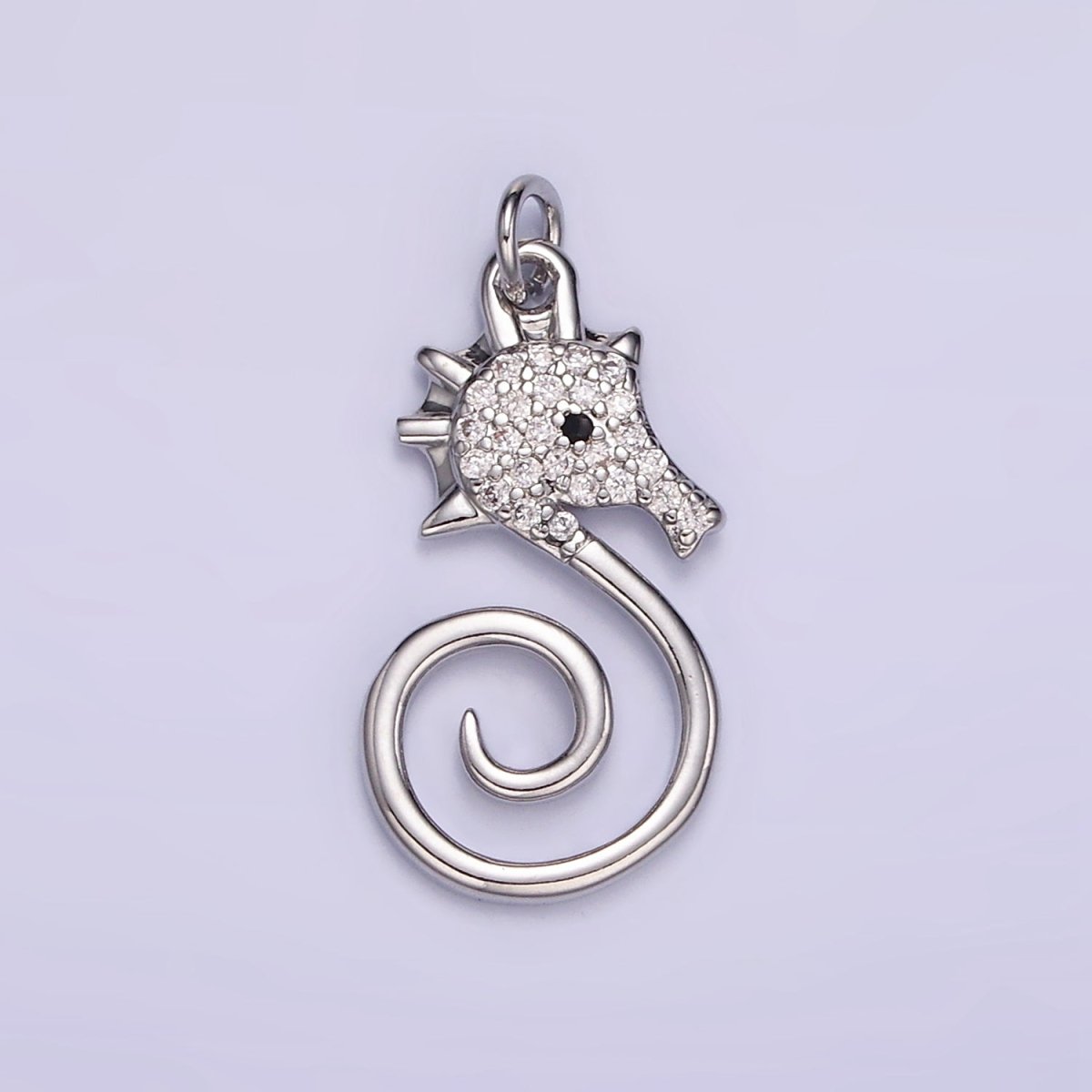 16K Gold Filled Micro Paved CZ Seahorse Ocean Animal Charm in Gold &amp; Silver | M119