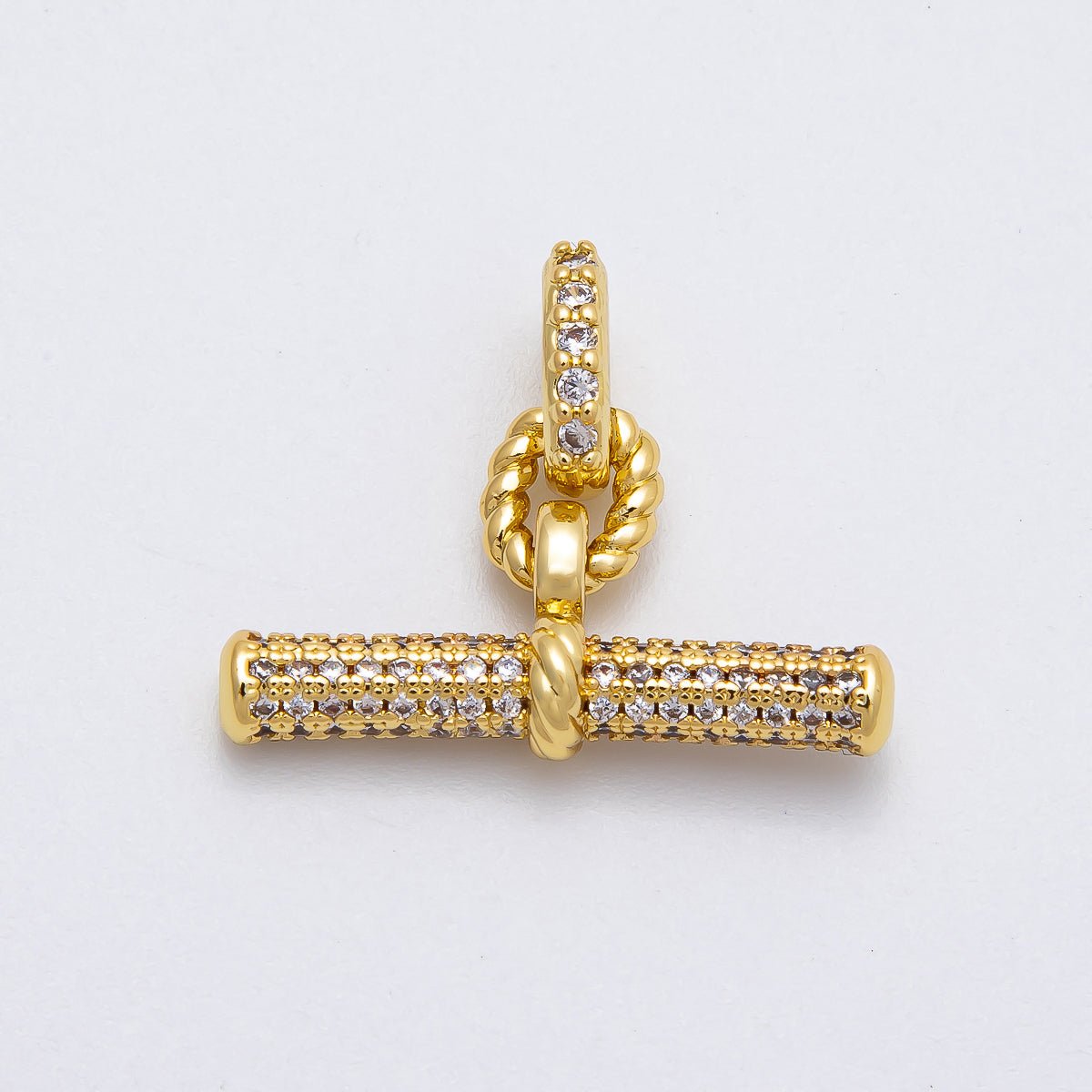 16K Gold Filled Micro Paved CZ Toggle Bar Finding Charm | Findings-00133