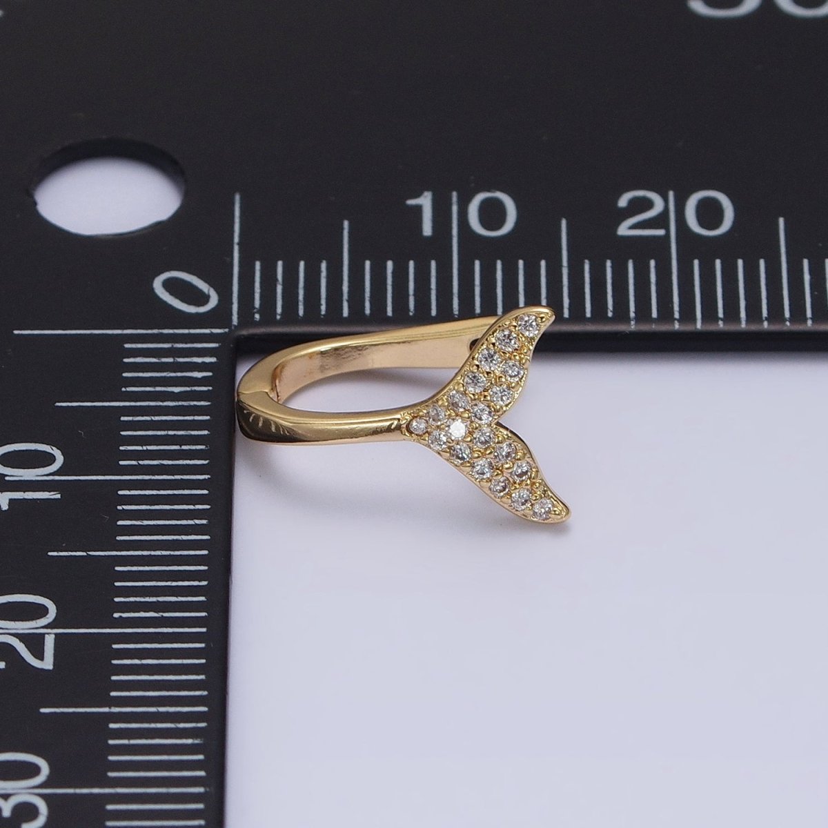 16K Gold Filled Micro Paved Ocean Tail 13mm English Lock Earrings in Gold &amp; Silver | AB1491 AB1492
