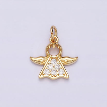 16K Gold Filled Mini Angel Christmas Micro Paved CZ Add-On Charm | AC1153