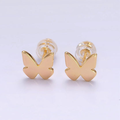 16K Gold Filled Mini Butterfly Mariposa Minimalist Stud Earrings | AE898
