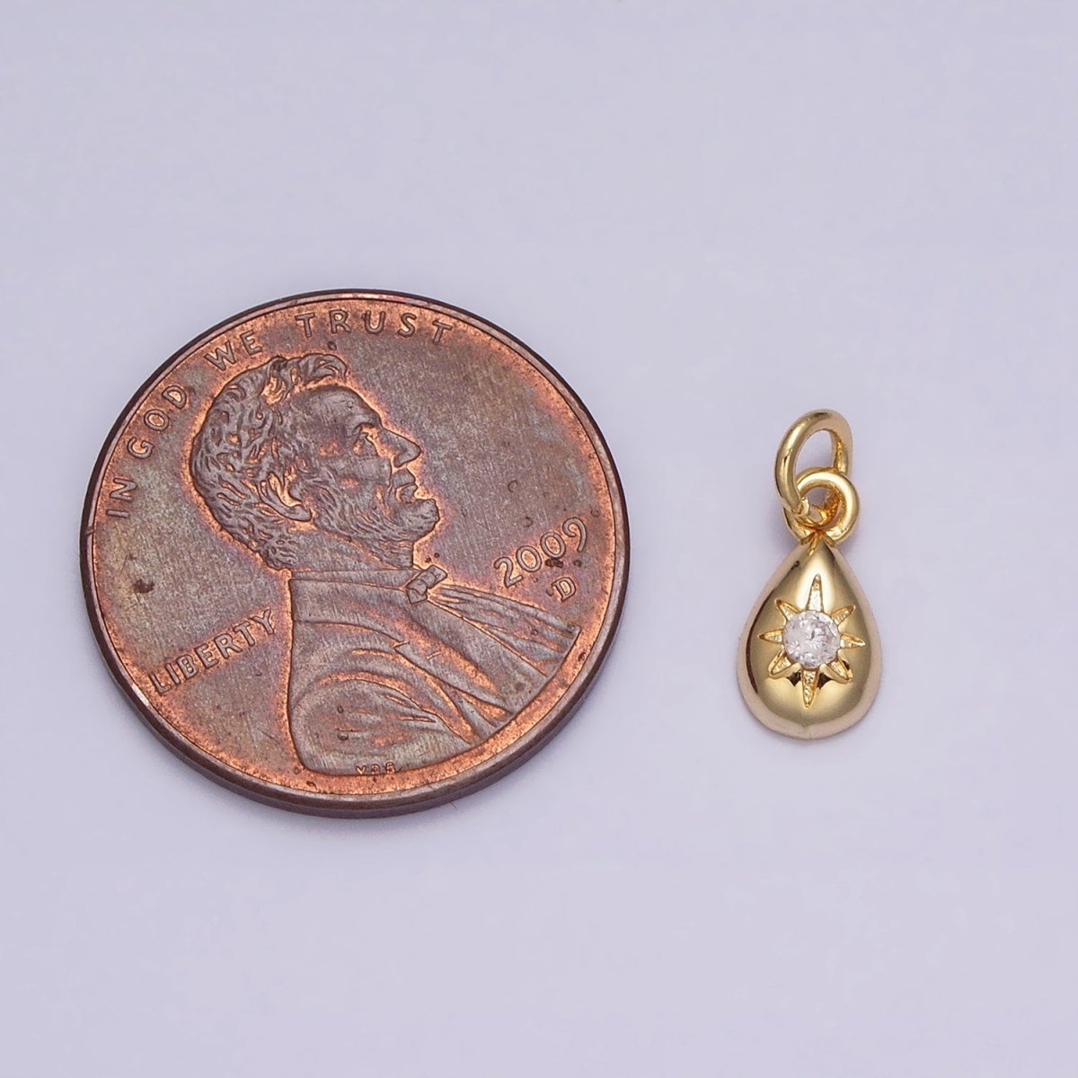 16K Gold Filled Mini Celestial North Star Clear CZ Teardrop Add-On Charm | AC-1167
