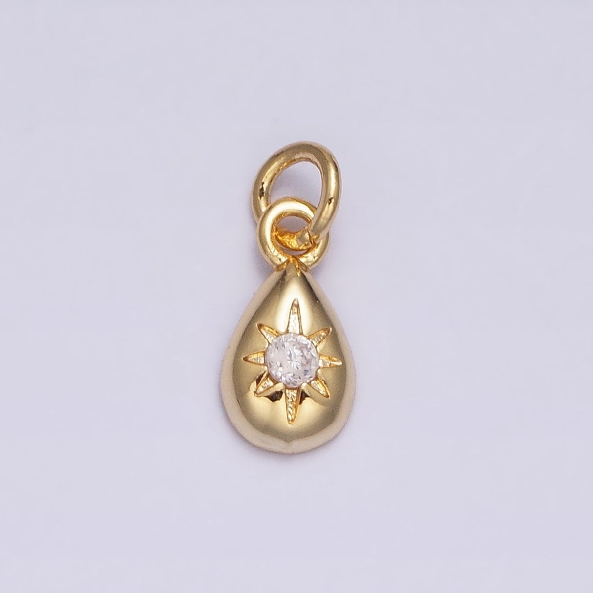 16K Gold Filled Mini Celestial North Star Clear CZ Teardrop Add-On Charm | AC-1167