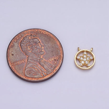 16K Gold Filled Mini Celestial Star Micro Paved CZ Open Round Connector | Y-891