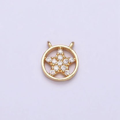 16K Gold Filled Mini Celestial Star Micro Paved CZ Open Round Connector | Y-891