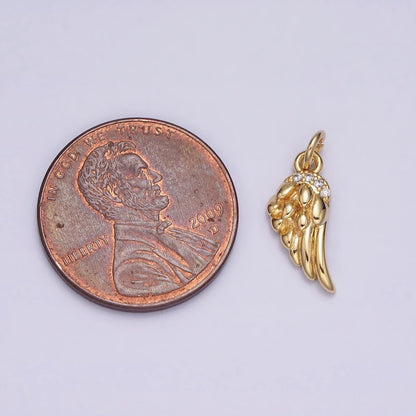16K Gold Filled Mini Clear Micro Paved CZ Angel Feathered Wings Add-On Charm | AC1157