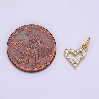 16K Gold Filled Mini Clear Micro Paved CZ Open Heart Add-On Charm | N-974