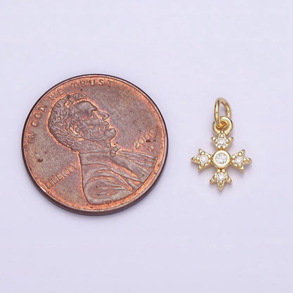 16K Gold Filled Mini Fleury Cross Micro Paved CZ Religious Add-On Charm | AC1152