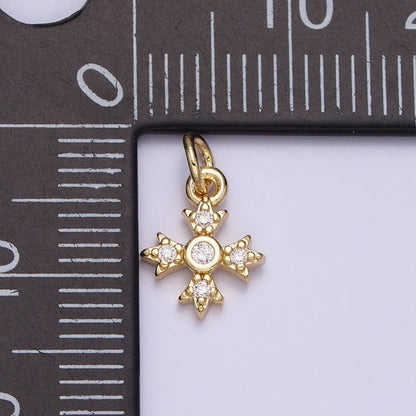 16K Gold Filled Mini Fleury Cross Micro Paved CZ Religious Add-On Charm | AC1152