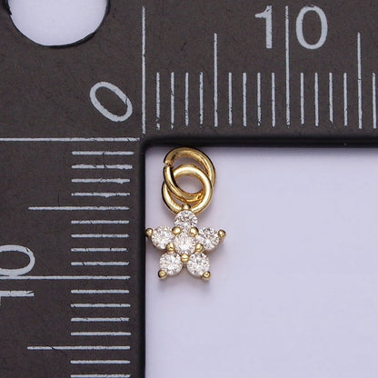 16K Gold Filled Mini Flower Clear CZ Add-On Charm | AC1148