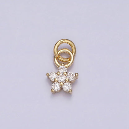 16K Gold Filled Mini Flower Clear CZ Add-On Charm | AC1148