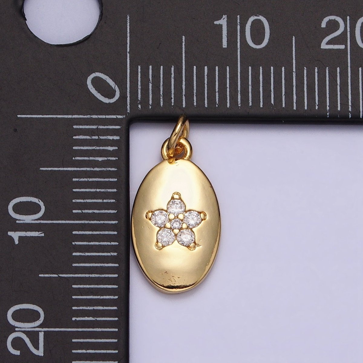 16K Gold Filled Mini Flower Clear CZ Oval Add-On Charm | AC1141
