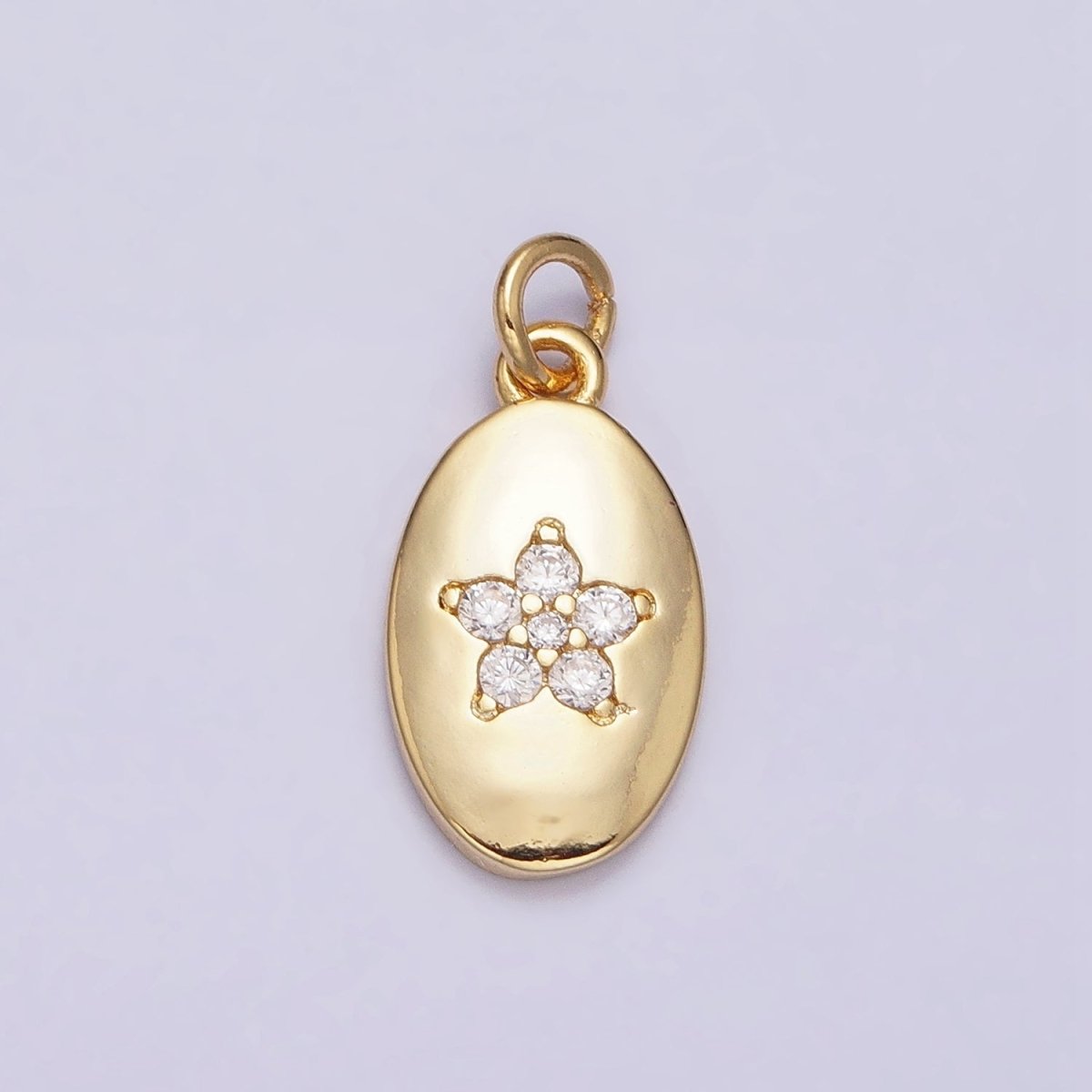 16K Gold Filled Mini Flower Clear CZ Oval Add-On Charm | AC1141