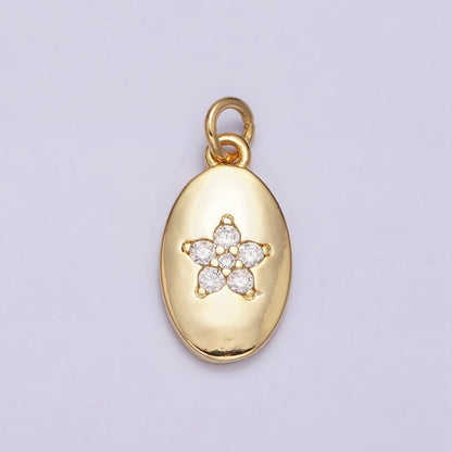 16K Gold Filled Mini Flower Clear CZ Oval Add-On Charm | AC1141