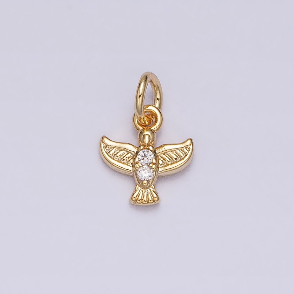 16K Gold Filled Mini Flying Bird Dove Pigeon CZ Add-On Charm | AC1147