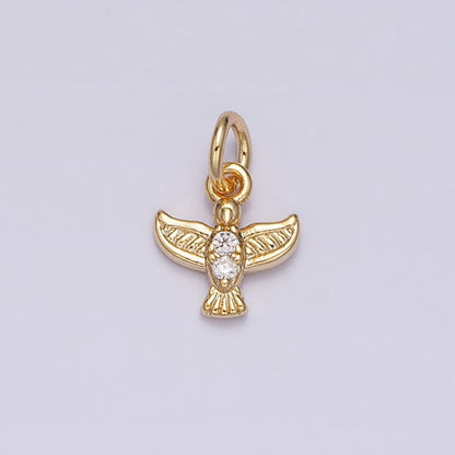 16K Gold Filled Mini Flying Bird Dove Pigeon CZ Add-On Charm | AC1147