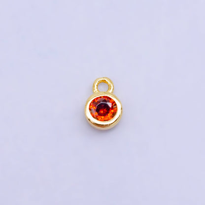 16K Gold Filled Mini Green, Clear, ETC CZ Round Charm | W141-W144