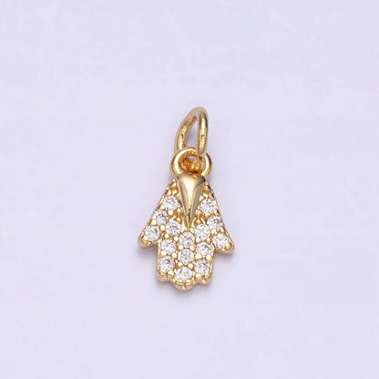 16K Gold Filled Mini Hamsa Hand Micro Paved CZ Protection Add-On Charm | AC-1159