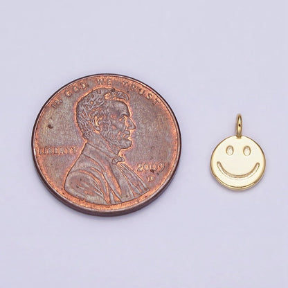 16K Gold Filled Mini Happy Smiley Face Emotion Round Add-On Charm | AC-1145