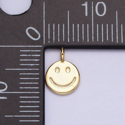 16K Gold Filled Mini Happy Smiley Face Emotion Round Add-On Charm | AC-1145