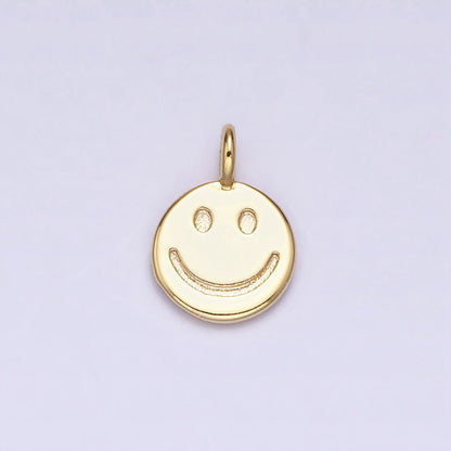 16K Gold Filled Mini Happy Smiley Face Emotion Round Add-On Charm | AC-1145