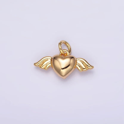 16K Gold Filled Mini Heart Angel Wings Add-On Charm | AG095