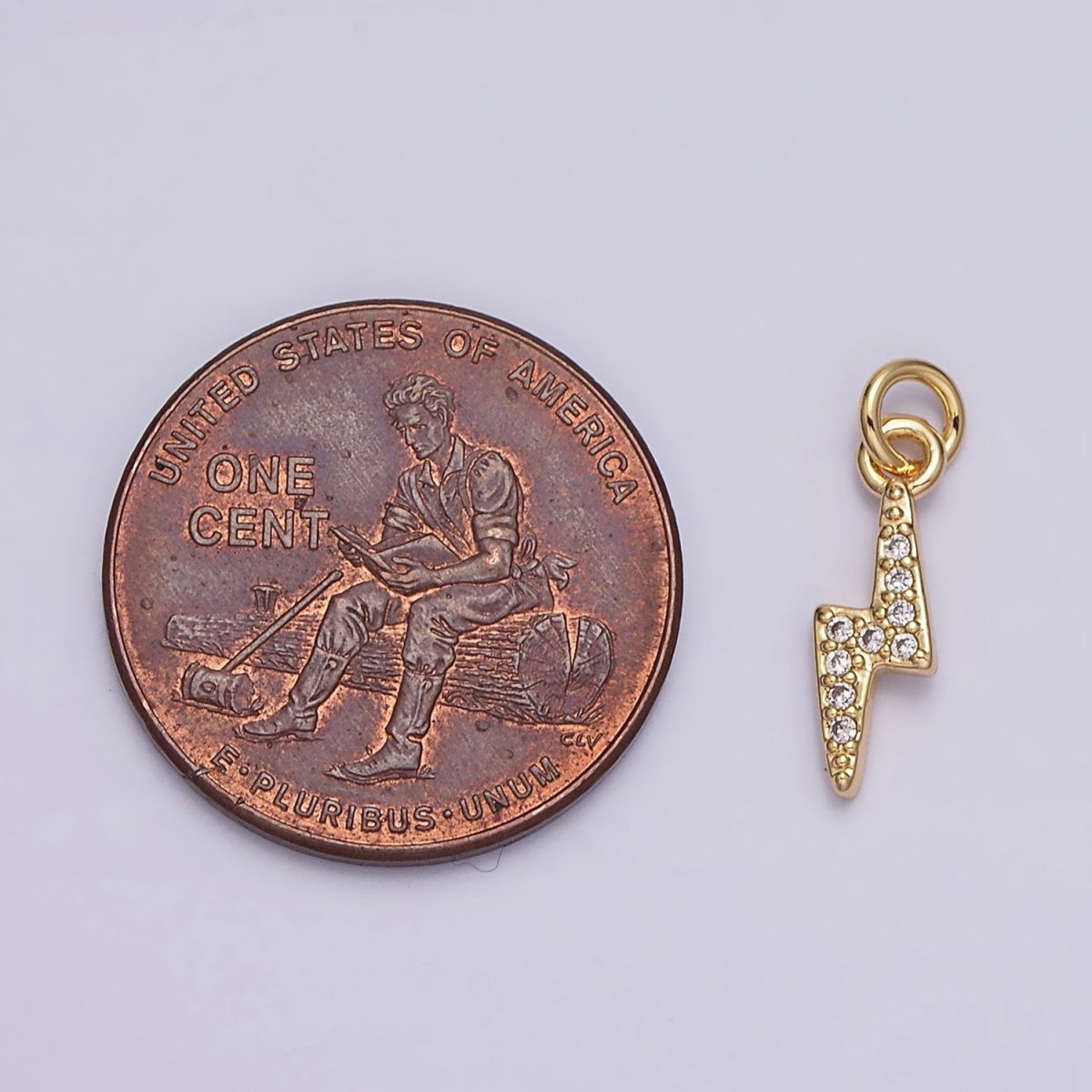 16K Gold Filled Mini Micro Paved CZ Lightning Bolt Add-On Charm in Gold &amp; Silver | AC1067 AC1068