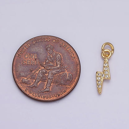 16K Gold Filled Mini Micro Paved CZ Lightning Bolt Add-On Charm in Gold &amp; Silver | AC1067 AC1068