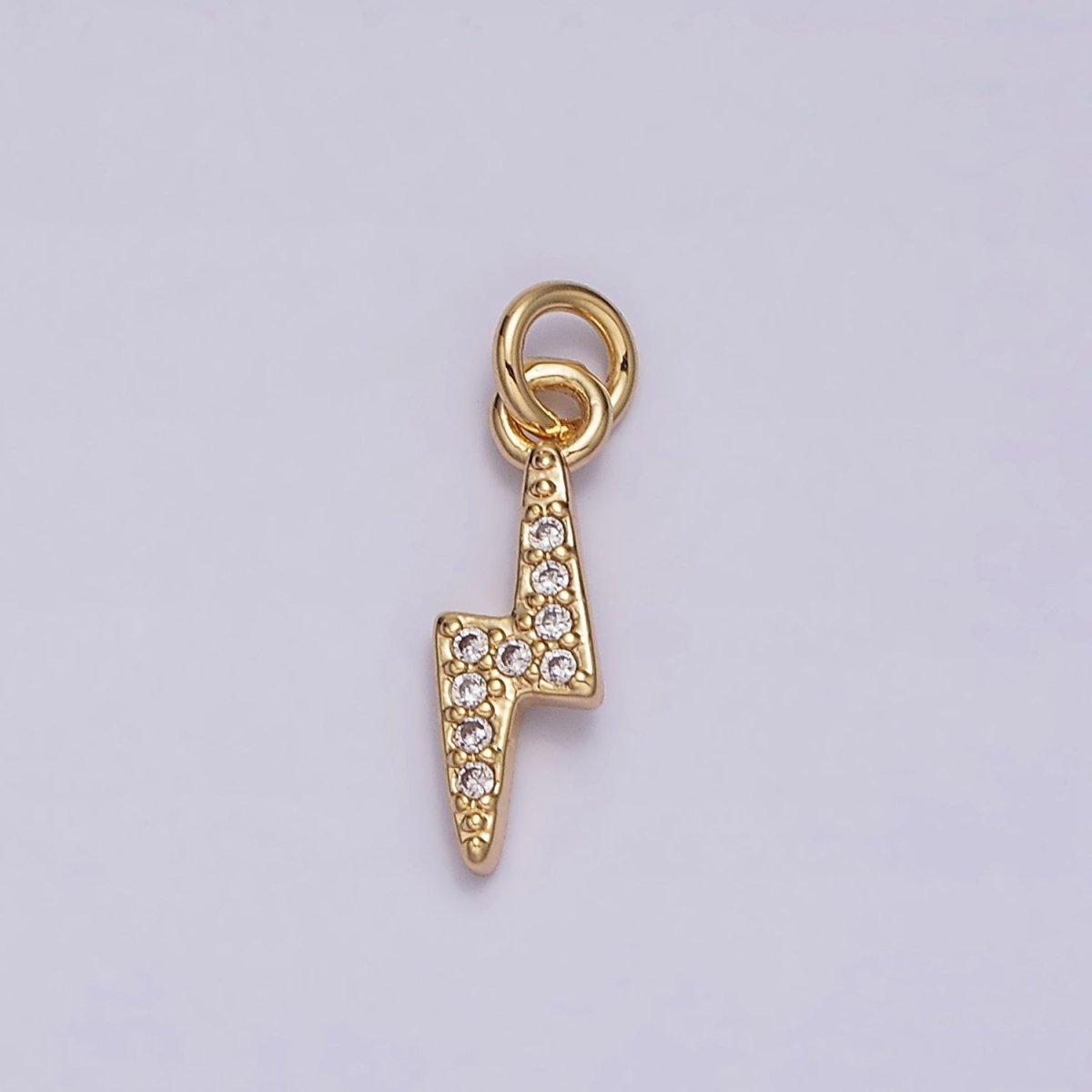 16K Gold Filled Mini Micro Paved CZ Lightning Bolt Add-On Charm in Gold &amp; Silver | AC1067 AC1068