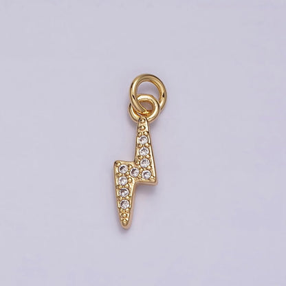 16K Gold Filled Mini Micro Paved CZ Lightning Bolt Add-On Charm in Gold &amp; Silver | AC1067 AC1068