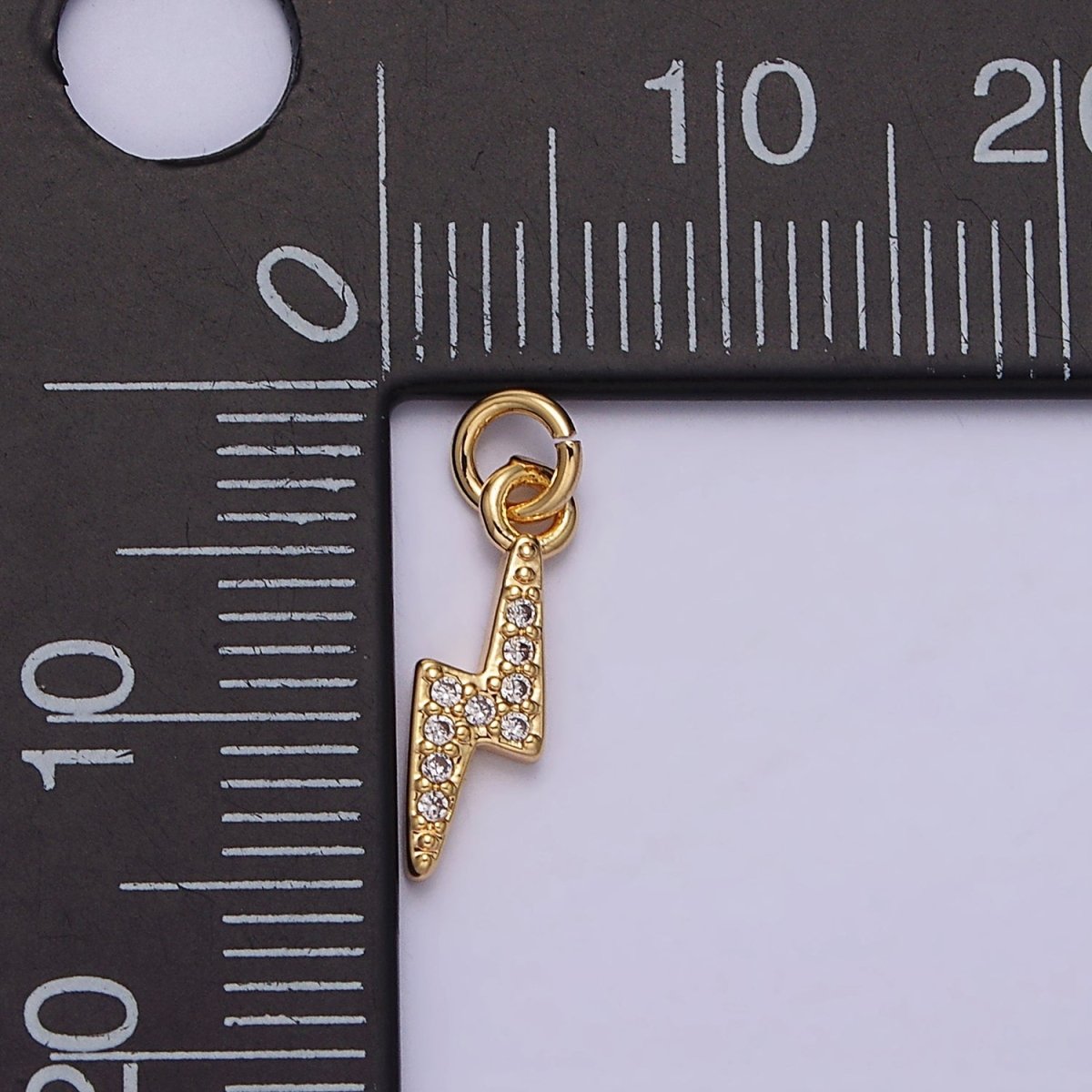 16K Gold Filled Mini Micro Paved CZ Lightning Bolt Add-On Charm in Gold &amp; Silver | AC1067 AC1068