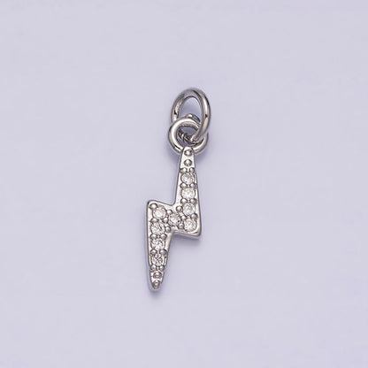 16K Gold Filled Mini Micro Paved CZ Lightning Bolt Add-On Charm in Gold &amp; Silver | AC1067 AC1068