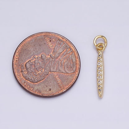 16K Gold Filled Mini Oblong Linear Bar Micro Paved CZ Add-On Charm | AC1160