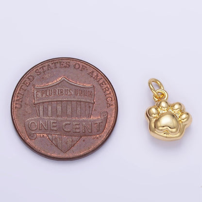 24K Gold Filled Mini Pet Paw Print Minimalist Add-On Charm | AG847