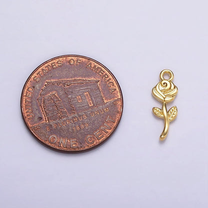 16K Gold Filled Mini Rose Flower Textured Add-On Charm | N-946