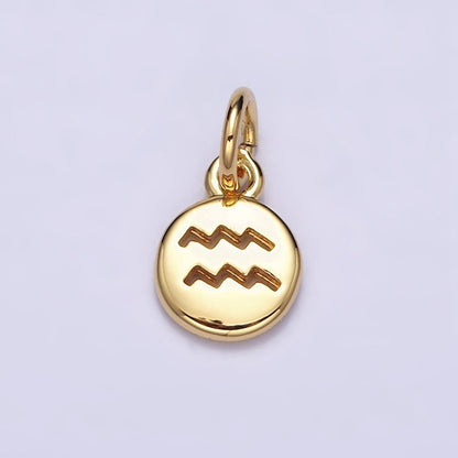 16K Gold Filled Mini Zodiac Horoscope Sign Personalized Add-On Open Round Charm | A-A1415-A-A1420